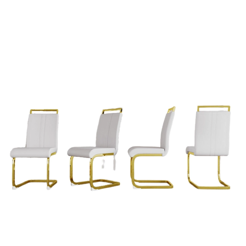 PU Leather High Back Upholstered Dining Chair w/ Metal Legs (Set of 4)