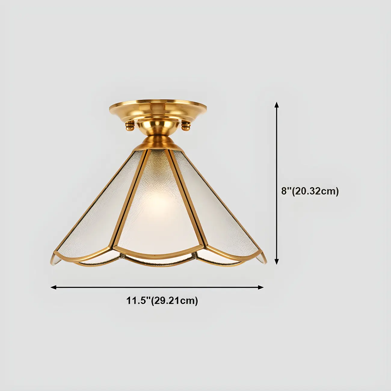 Colonial Dome Gold Glass Semi-Flush Mount Light