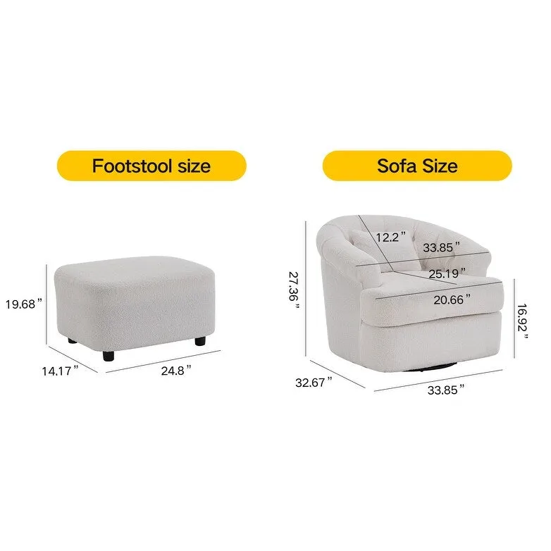 Velvet Swivel Chair with Ottoman