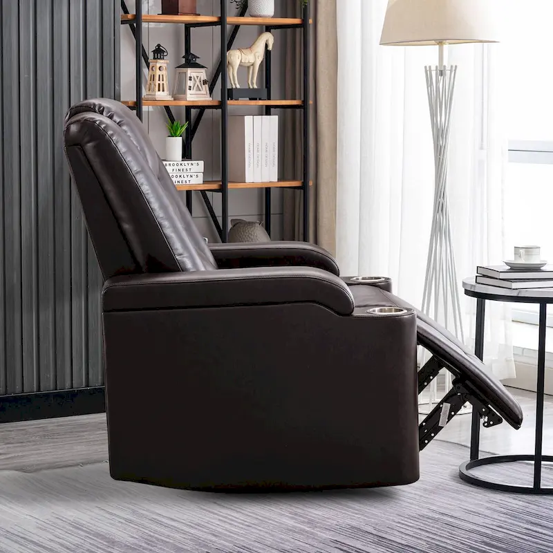 Power Leather Recliner Chair Home Theater Seating Soft