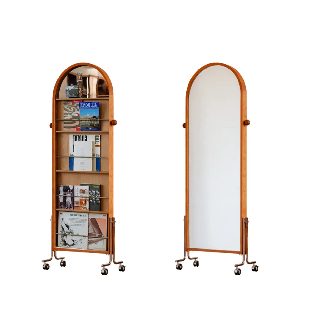 Modern Oak Wood Vertical Closed Back Bookcase