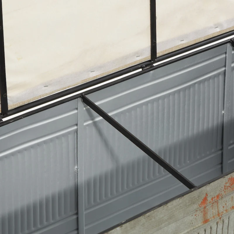 18-inch Grey Metal Fabric Bench