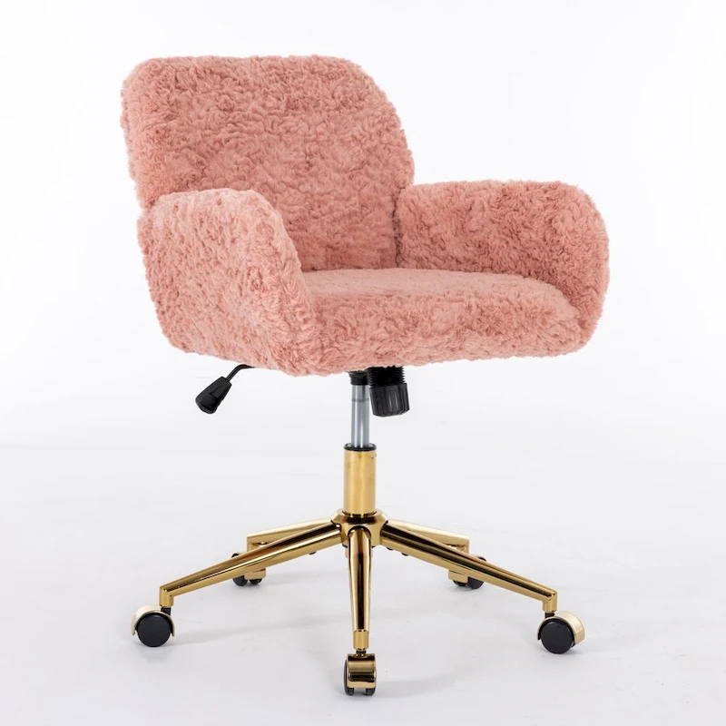 A&A Furniture Office Chair: Upholstered Desk Chair and Golden Metal Base
