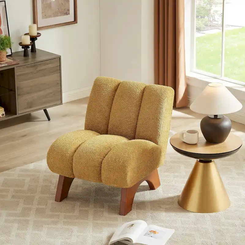 Art Leon Modern Wood and Fabric Accent Sofa Chair