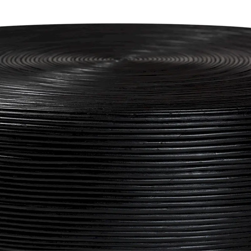 Tokyo Laminated Natural Rattan Coffee Table - Handcrafted Drum Table for Living Room, Coastal Boho Style Furniture