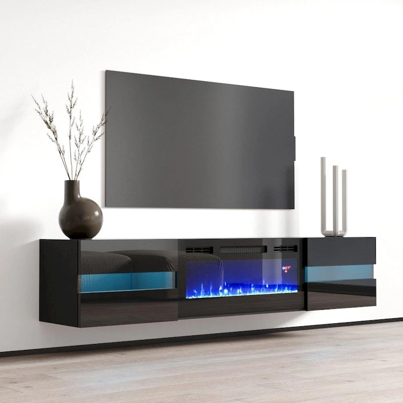 Metro EF Wall Mounted Electric Fireplace 72 TV Stand