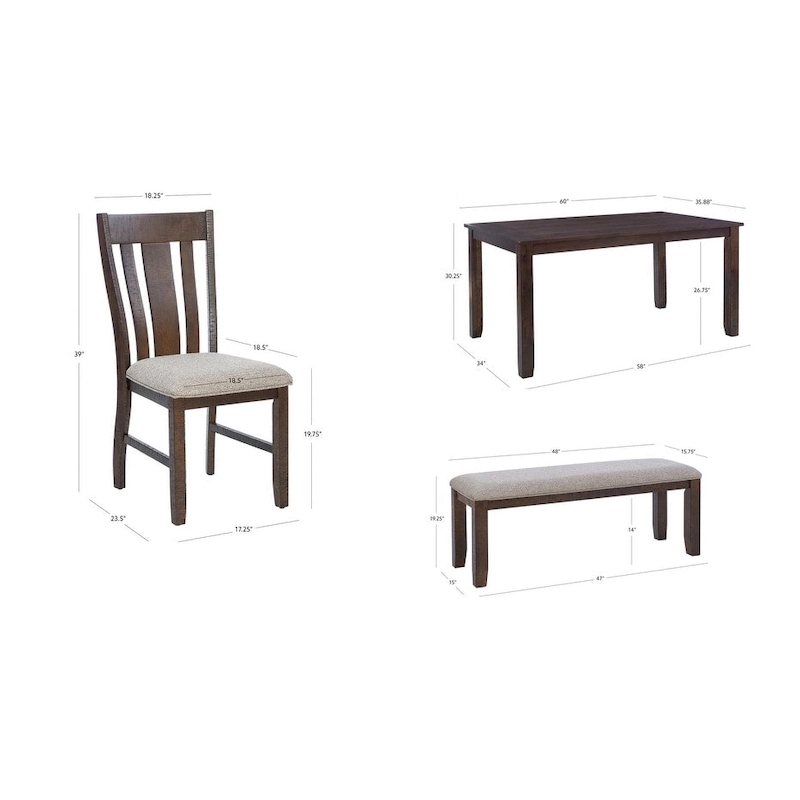 Stokes Brown Wooden 6-Piece Dining Set