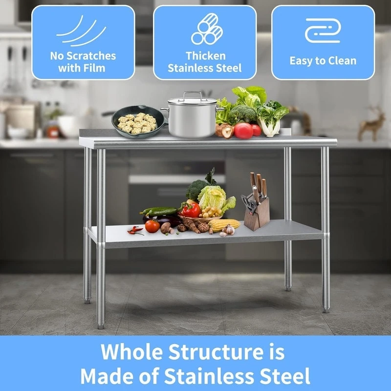 Adjustable Stainless Steel Commercial Prep Table