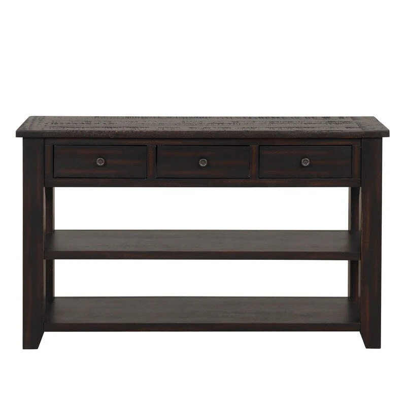 Console Table with 3 Drawers and 2 Open Shelves