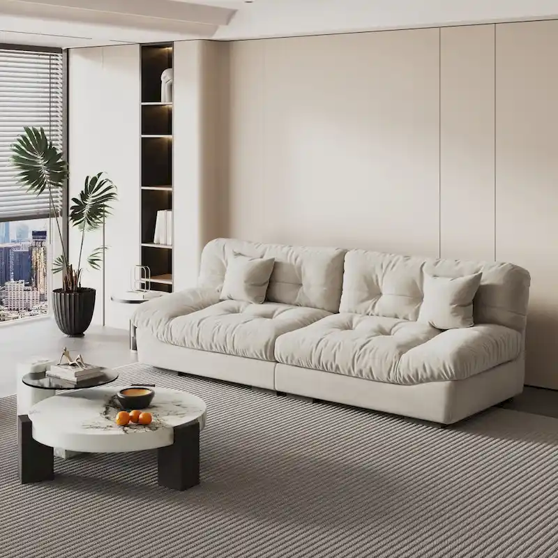 105 Modern Sanded Velvet Cloud Loveseat Sofa Sectional Couch for Living Room