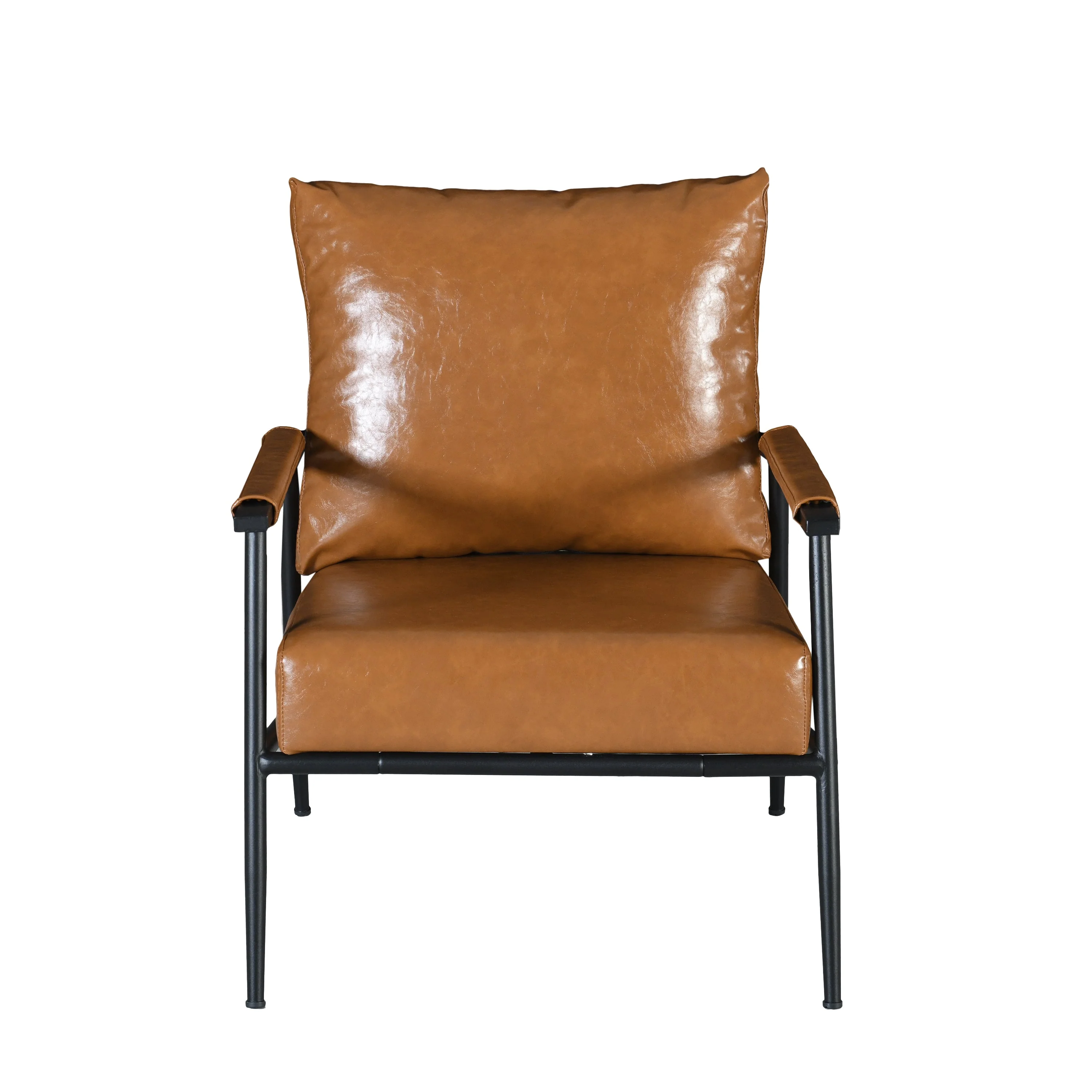 Mid-Century Modern Faux Leather Accent Chair, Brown