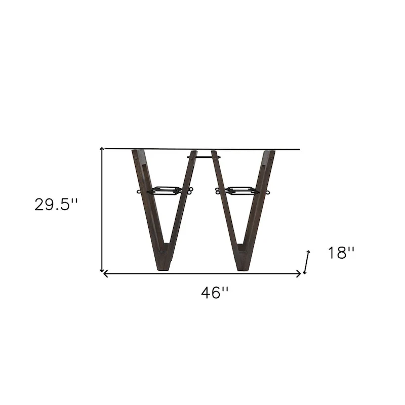 Clear Glass Reclaimed Wood Console Table with Abstract Base - 46 L x 18 W x 29.5 H