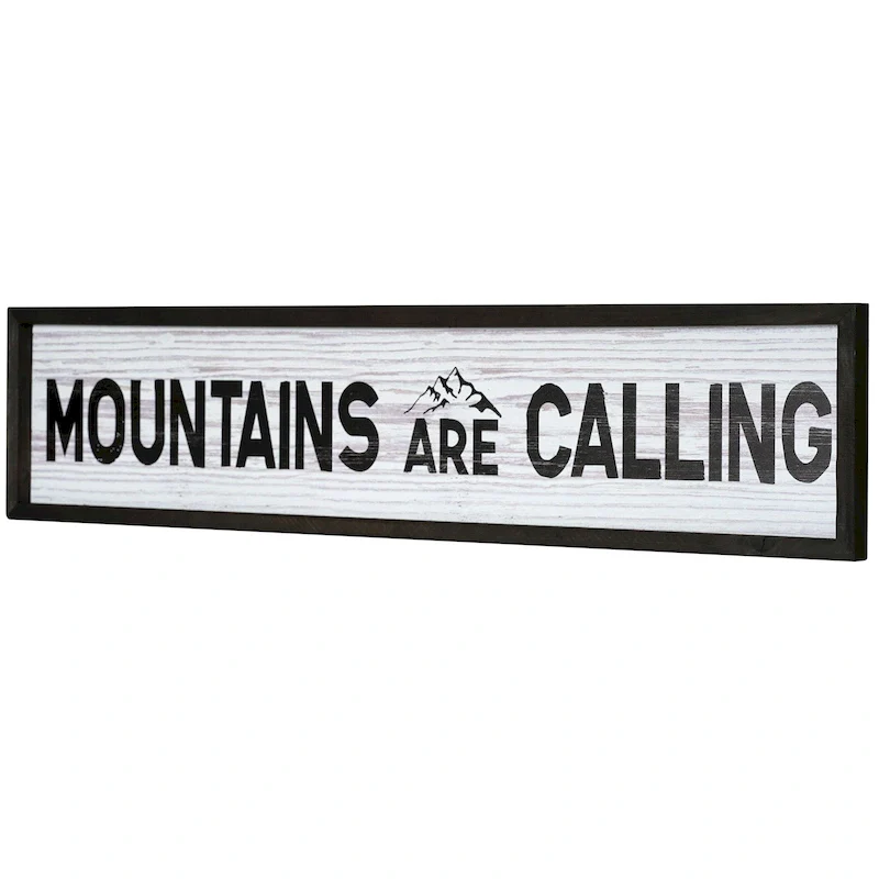 American Art Decor Mountains Are Calling Wood Novelty Wall Sign - 36  x 8  - 36  x 8