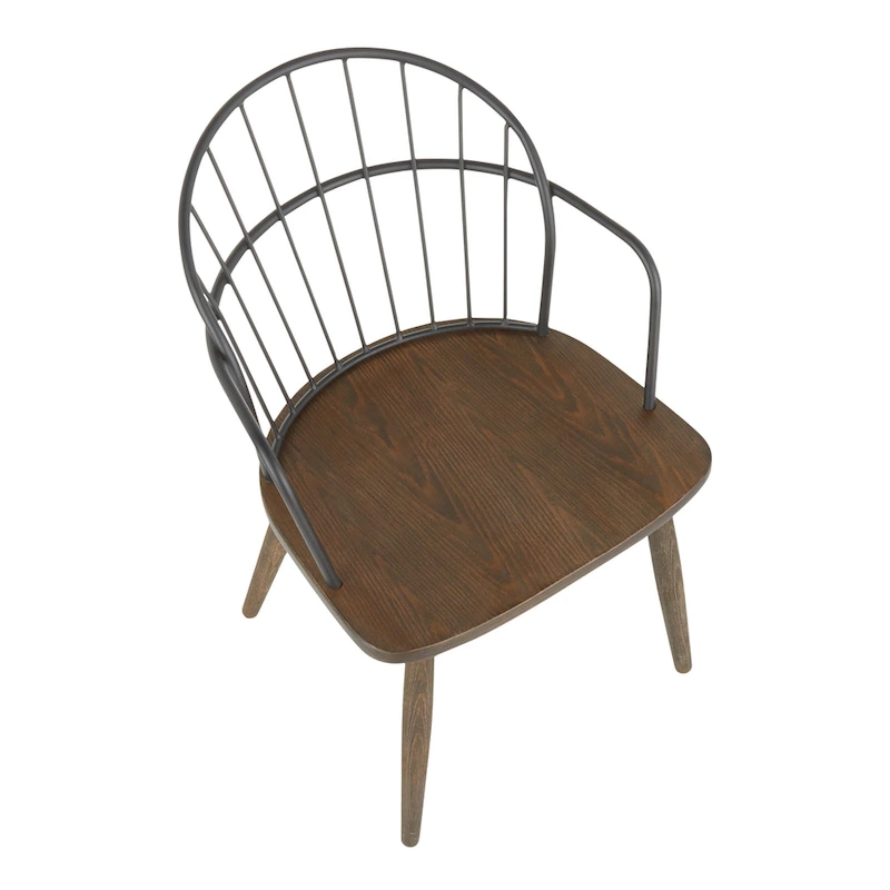 Carbon Loft Ellul Industrial Chair in Dark Walnut Wood and Black Metal - N/A