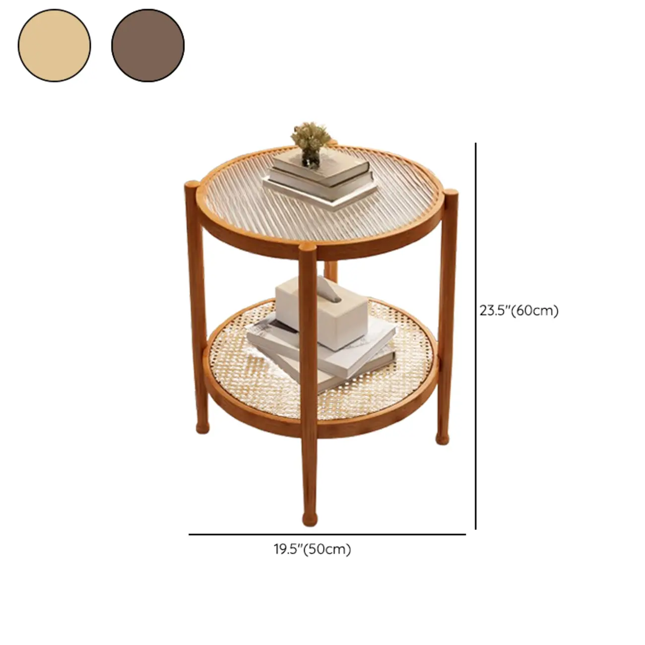 Modern White Rectangle Glass Coffee Table with Shelf