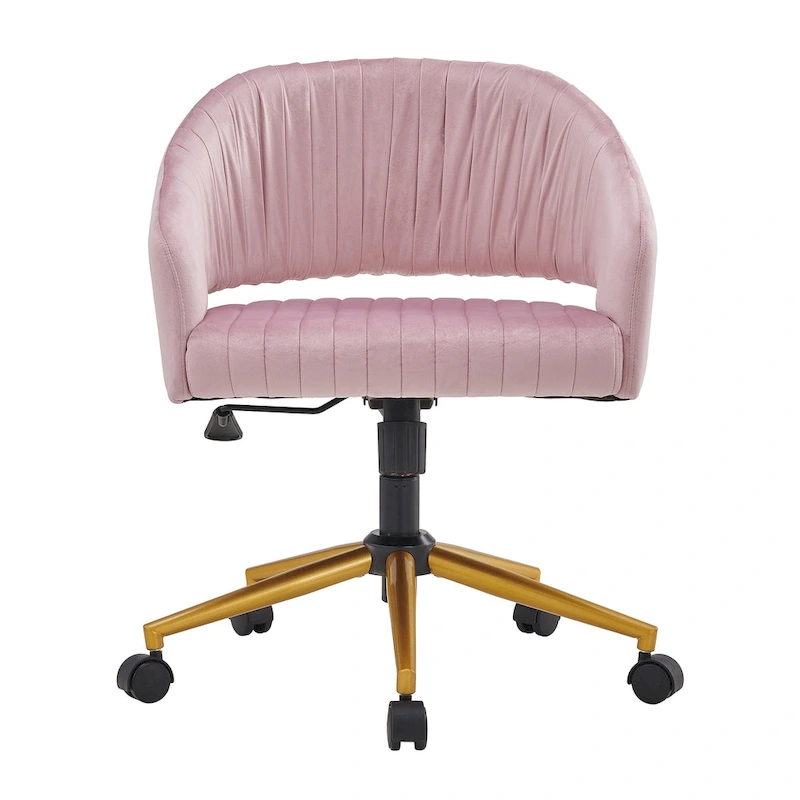 Modern Gold Office Chair Velvet Task Chair Swivel Height Adjustable Computer Chair