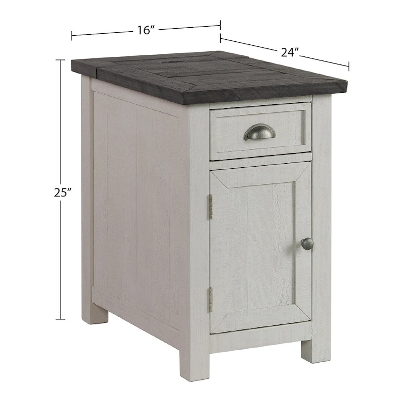 Monterey Solid Wood Chairside End Table with Hidden Power Outlets