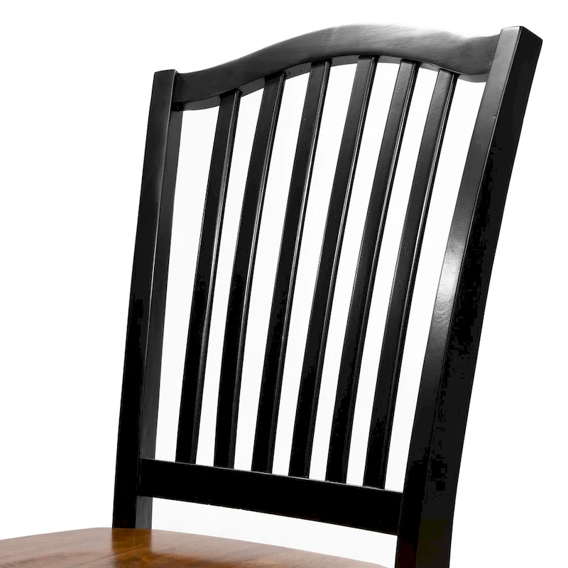 Levole Farmhouse Black Slatted Wood Dining Chairs (Set of 2) by