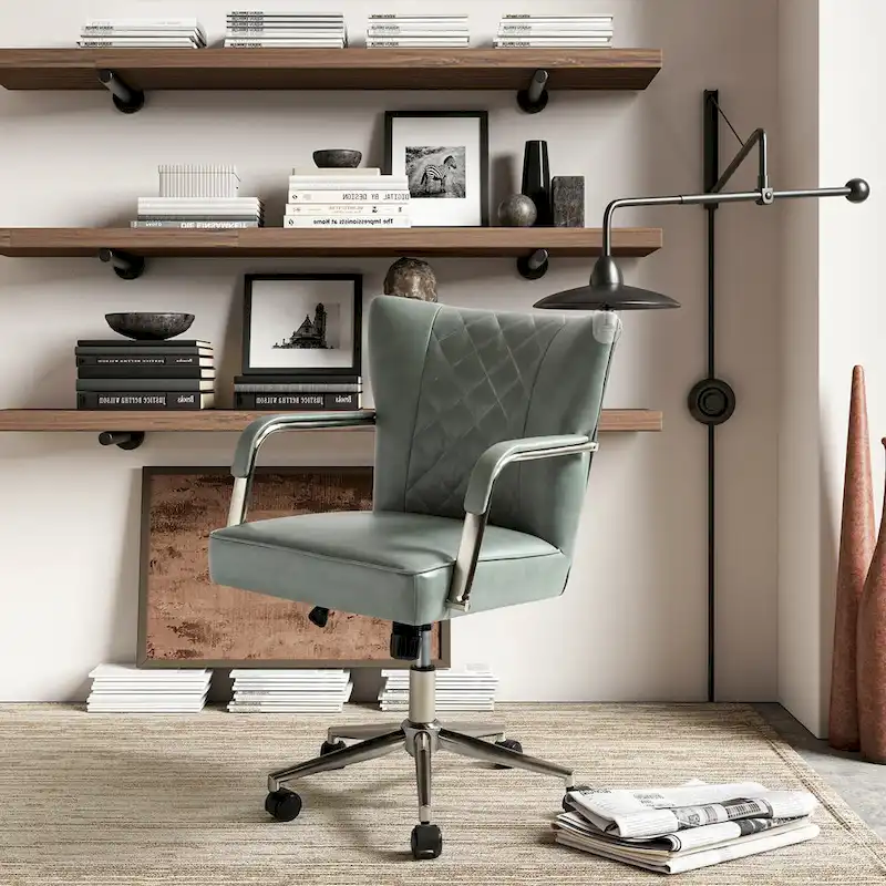 Felice Modern Swivel Height Adjustment Diamond-Tufted Office Chair by HULALA HOME