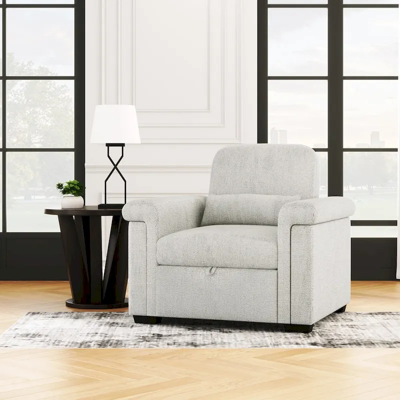 Living Room Lounger Chair 3 in 1 Convertible Sleeper Chair with Pillow