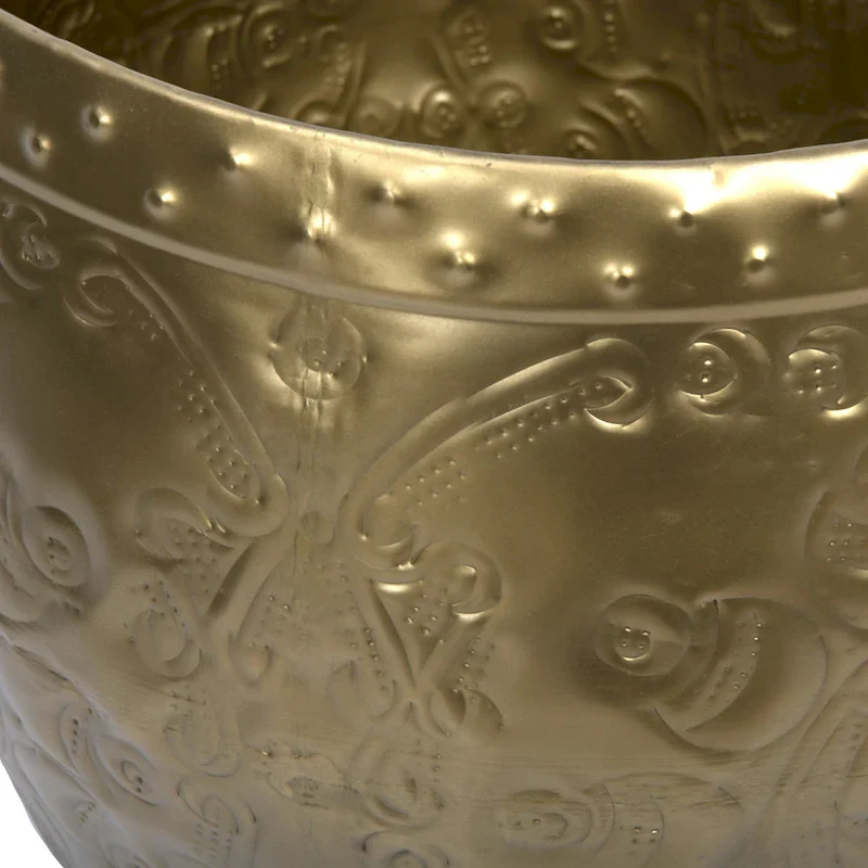 Debossed Metal Drum Side Table