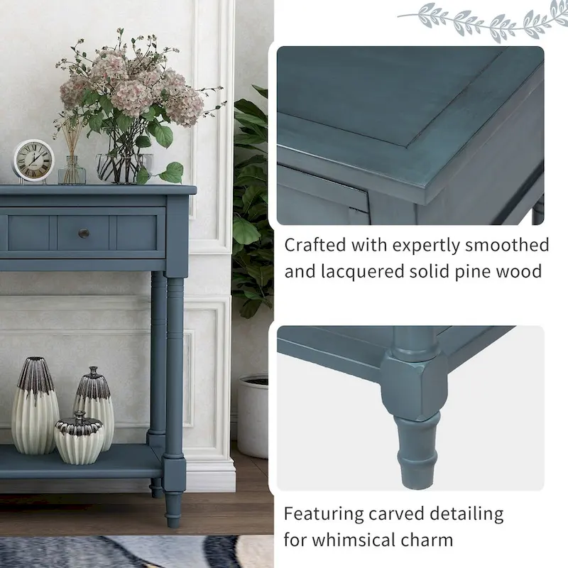 Daisy Series Console Table with 2 Drawers and Bottom Shelf