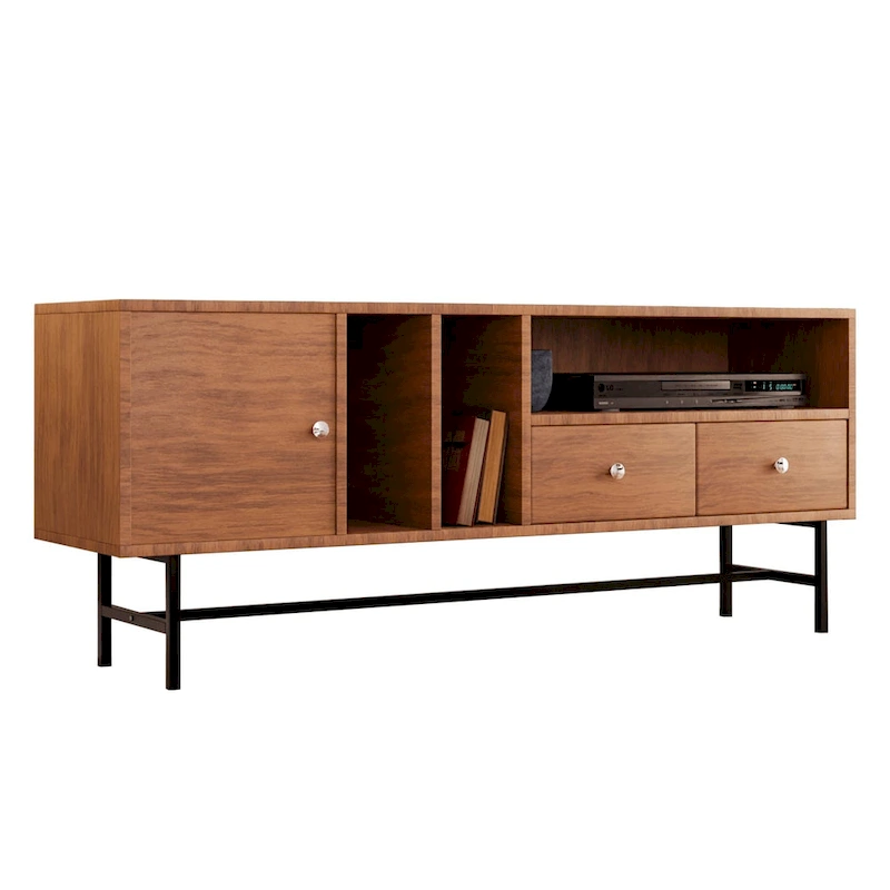 Rochester 2-Drawer 4-Shelf TV Stand Credenza with Iron Legs