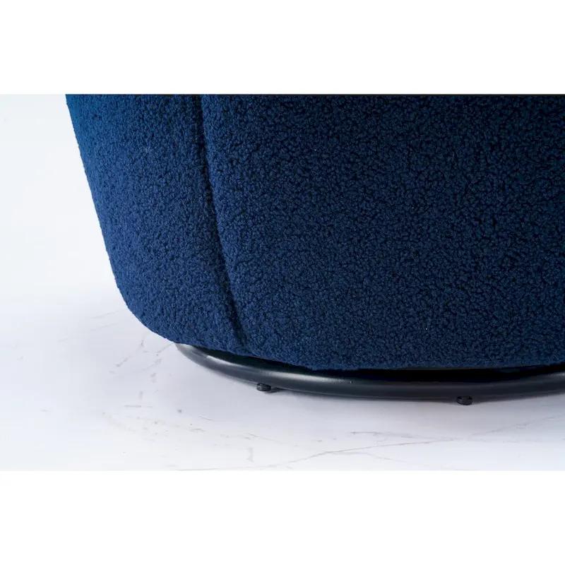 Swivel Accent Armchair Barrel Chair with Black Powder Coating, Blue