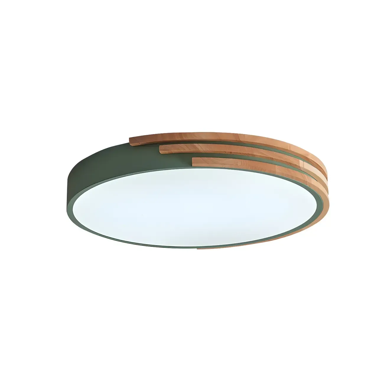 Modern Wood Round Flush Mount White LED Ceiling Light