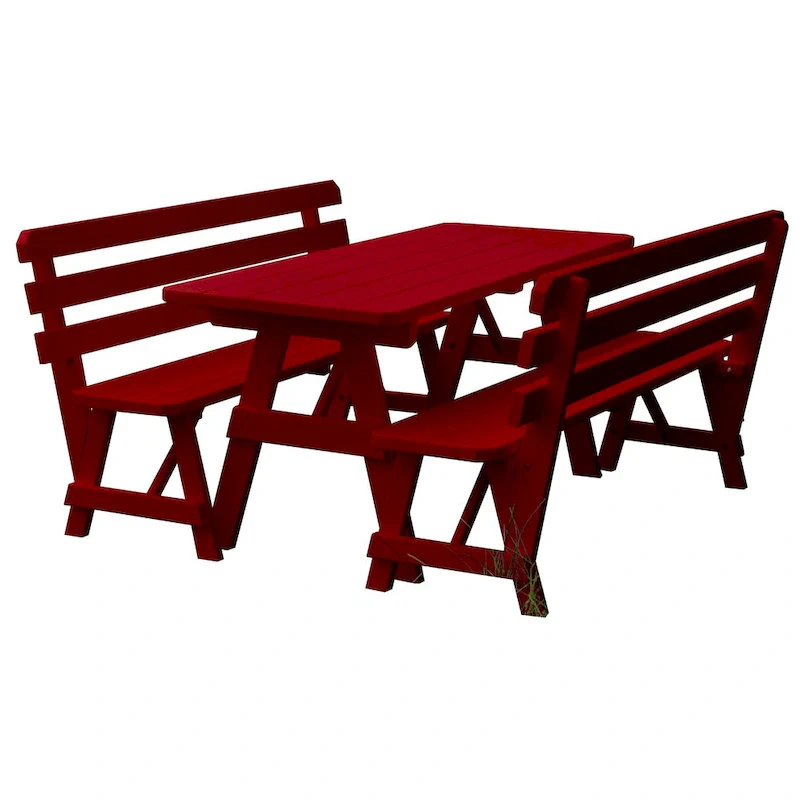 Pine 8' Picnic Table with 2 Backed Benches