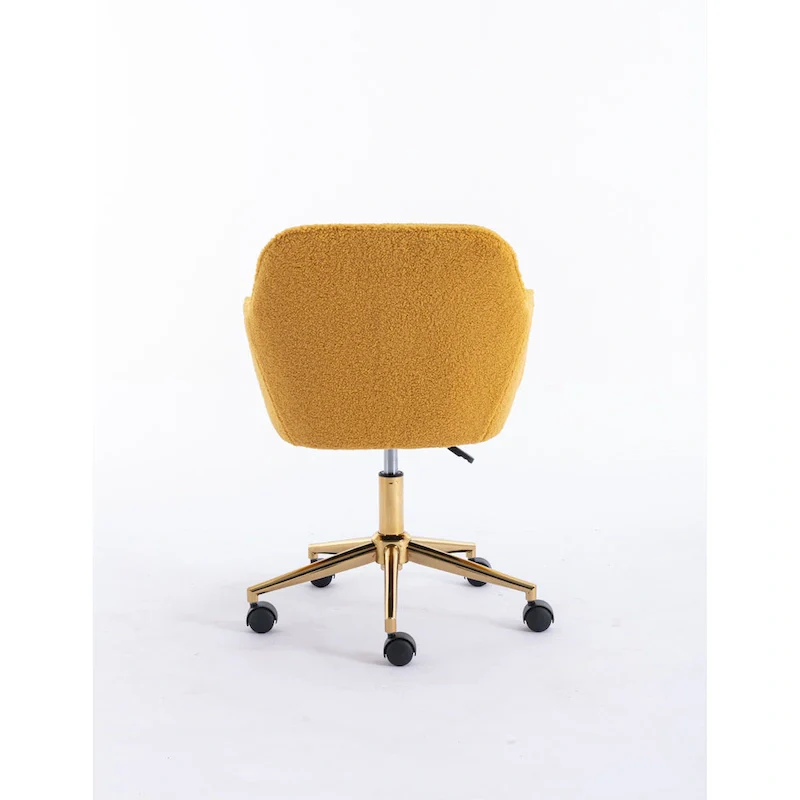 Modern Home Office Chair with Gold Metal Legs and Universal Wheels