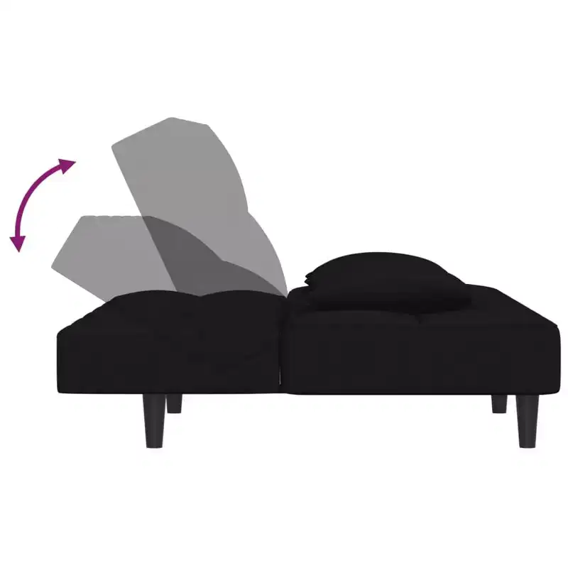 vidaXL 2-Seater Sofa Bed with Two Pillows Black Velvet