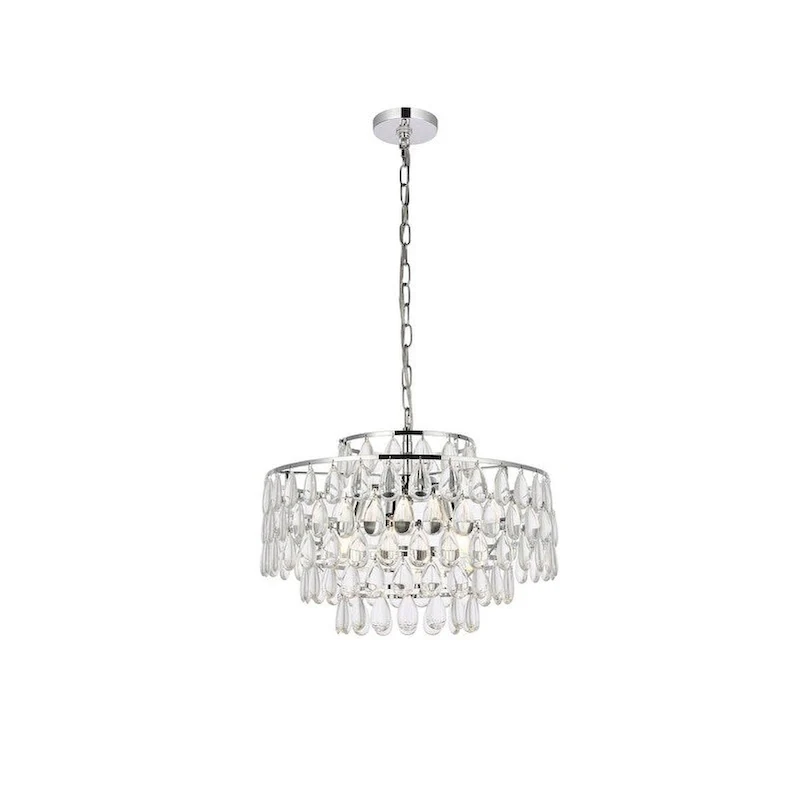 Elegant Lighting 1102D20 Mila 5 Light 20  Wide Crystal Pendant with