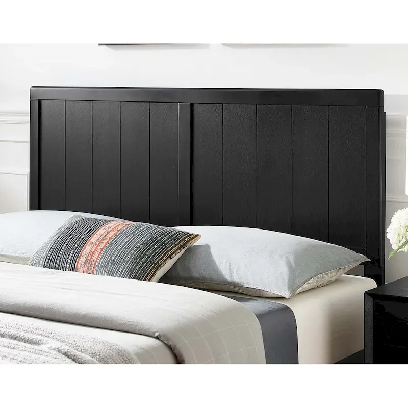 Widman Country Style King Size Black Wooden Headboard