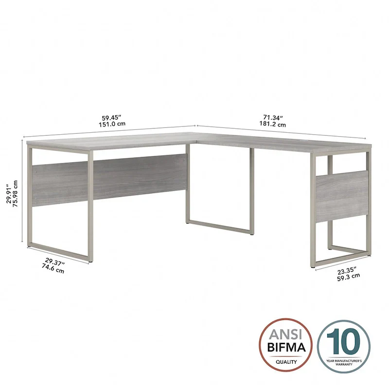 60W x 30D L-Shaped Table Desk with Metal Legs