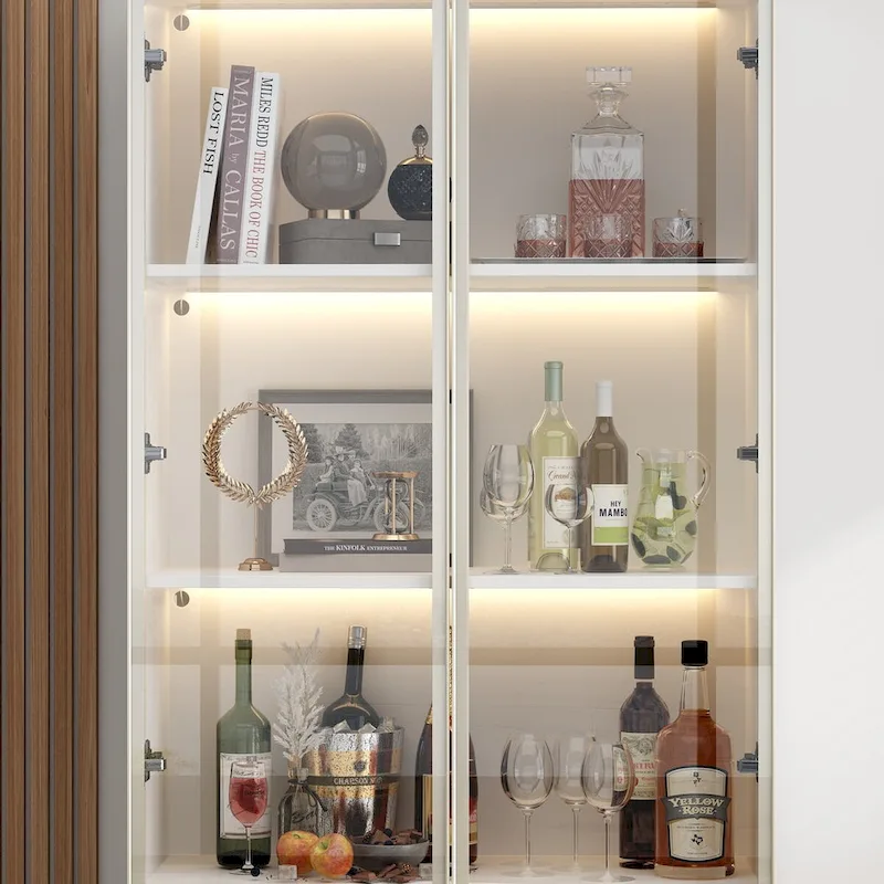 Sleek Tall Modular Display Cabinet with LED Lighting