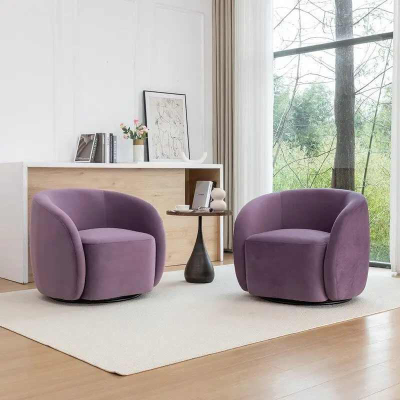 SEYNAR Modern Glam Velvet Upholstered 360 Degree Swivel Accent Armchair Set of 2