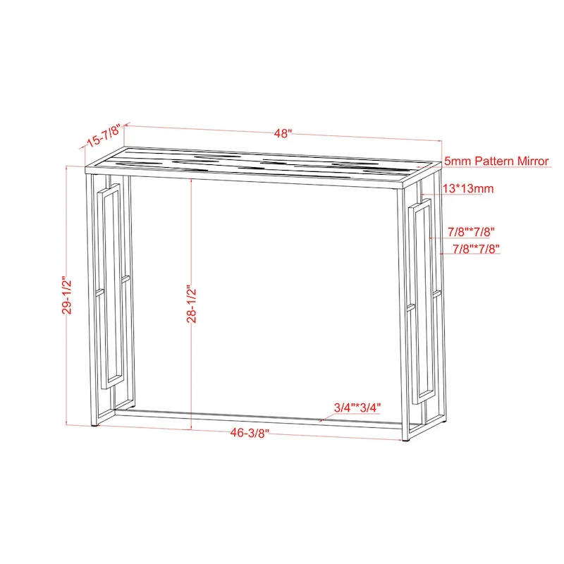 Glitterati Glam Chrome 48-inch Ripple Glass Sofa Table