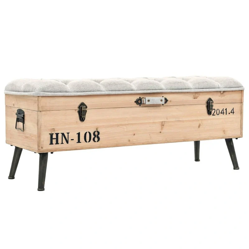 vidaXL Storage Bench 43.3 Solid Wood Fir - 43.3 x 15.7 x 19.7
