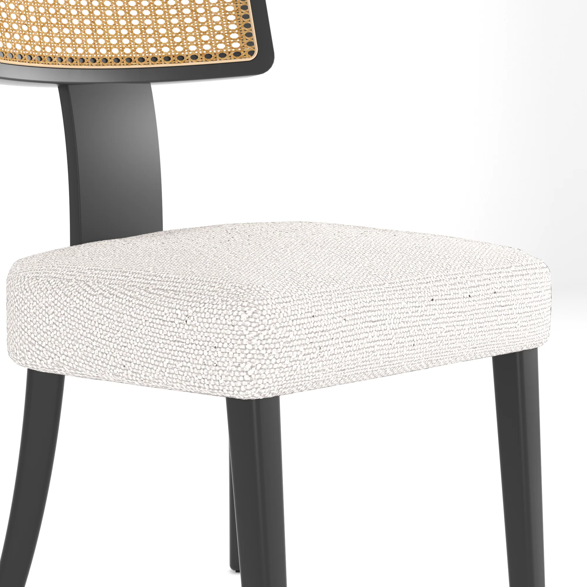 Wood and Rattan Mid Century Modern Dining Chairs Set of 2