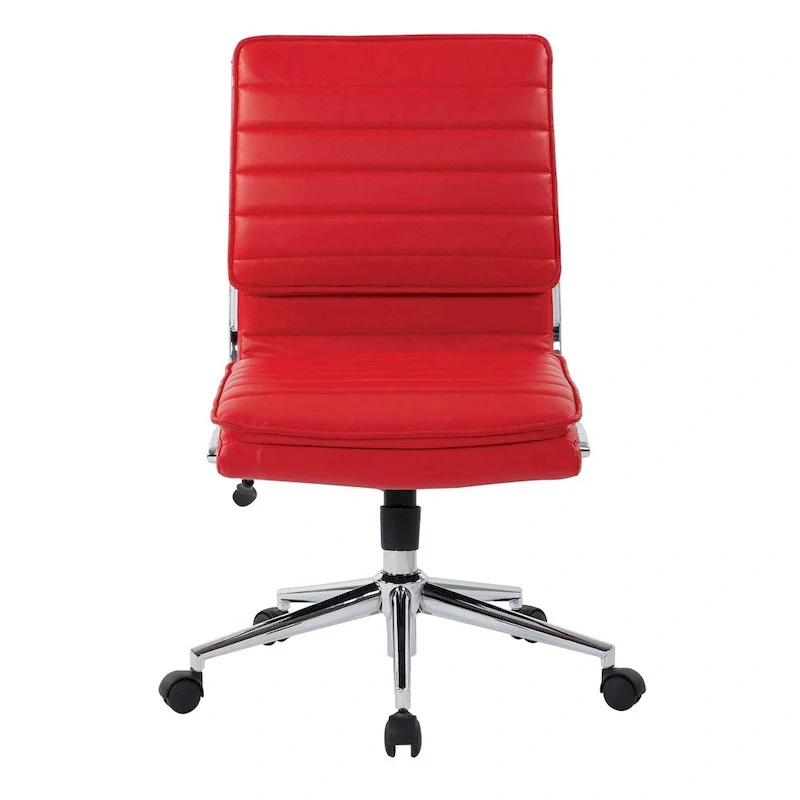 Armless Mid Back Professional Managers Faux Leather Chair with Chrome Base