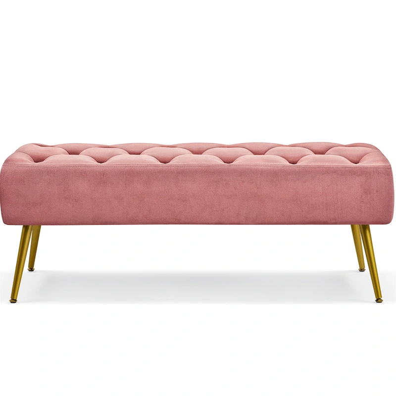 Yaheetech Upholstered Footstool Velvet Ottoman Button-Tufted Table Bench - 45 16 17