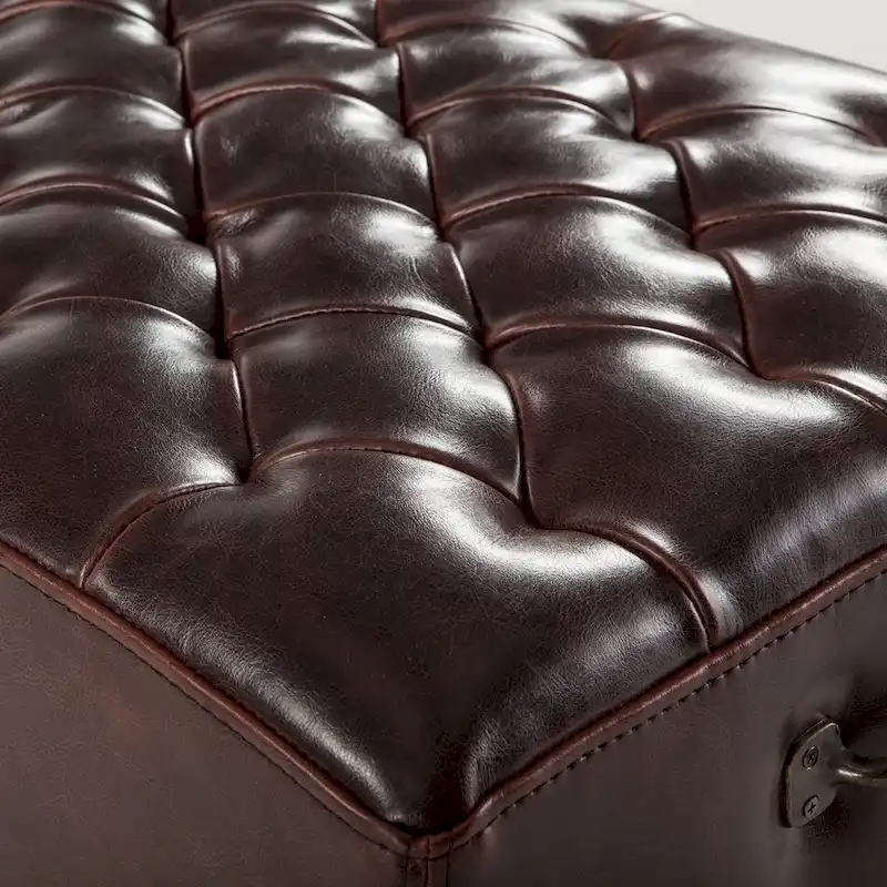Copper Grove Pravets 78-inch Leather Bench with Diamond Stitch Detailing