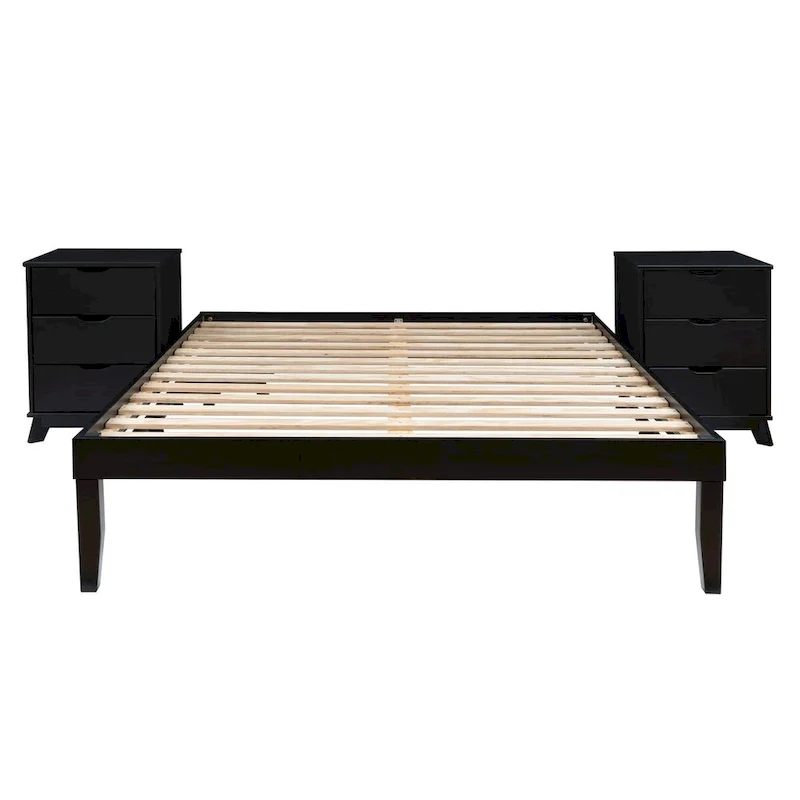 Purcell Bedroom 3-Piece Set with 3-Drawer Nightstands (Set of 2)