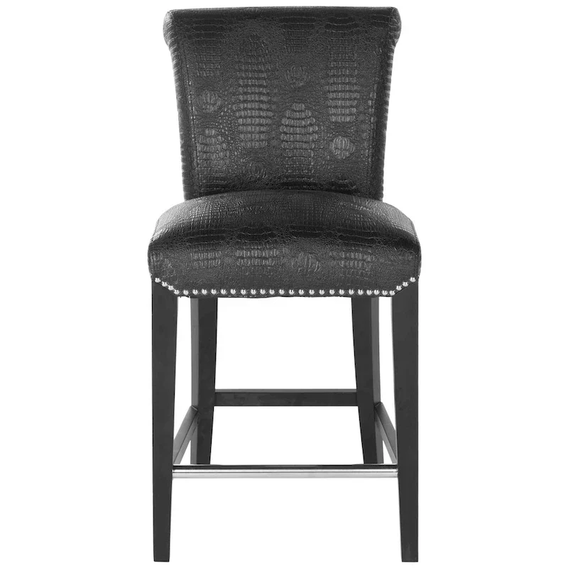 Black Faux Leather 23-inch Counter Stool - 18.7 W x 23 D x 36.4 H - 19Wx23Dx36H