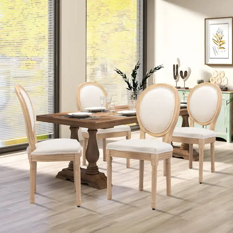 French Chair Dining Chair Solid Wood with Nailhead Trim Set of 2