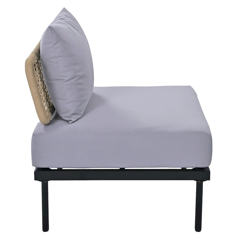 8-Piece Patio Sectional Sofa Set with Tempered Glass Coffee Table