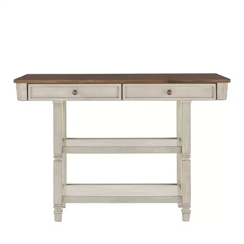 Two-Tone Kitchen Island with Drawers – Antique Grey / Antique White / Black