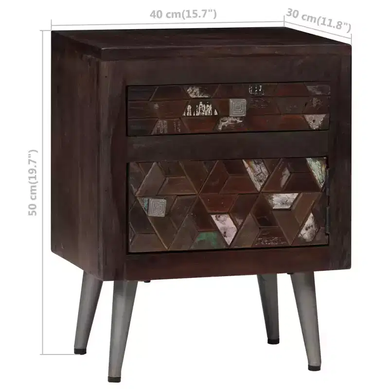 vidaXL Bedside Cabinet Solid Reclaimed Wood 15.7x11.8x19.6