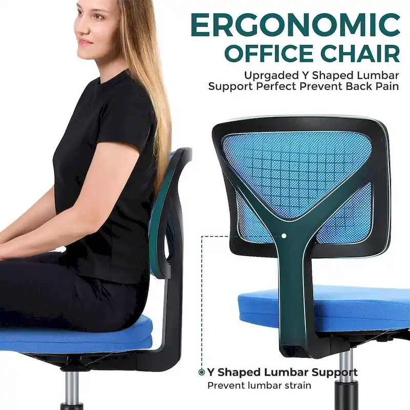 Armless Small Office Desk Chair with Back